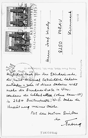 Seller image for Eigenh. Postkarte mit U. for sale by Antiquariat INLIBRIS Gilhofer Nfg. GmbH