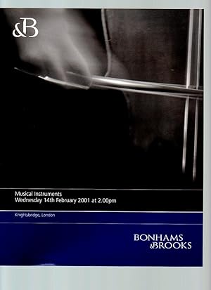Bild des Verkufers fr Musical Instruments 14 February 2001 Bonhams and Brooks Auction Sale Catalogue zum Verkauf von Tony Hutchinson