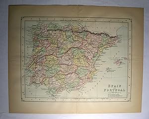 Johnson's Map of Spain and Portugal - Original (1897)