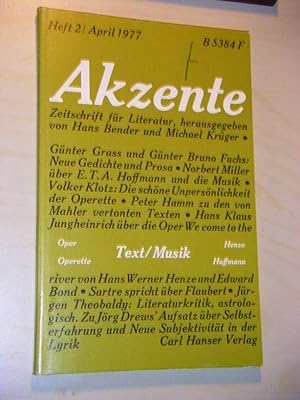 Seller image for Akzente. Zeitschrift fr Literatur. Heft 2/April 1977, 24. Jahrgang: Text/Musik for sale by Versandantiquariat Rainer Kocherscheidt