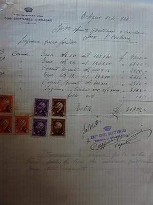 Immagine del venditore per Documento "Ricevuta Amministrazione Conti GROTTANELLI Di BELAGAIO" Belagaio 05.04.1944 venduto da Historia, Regnum et Nobilia