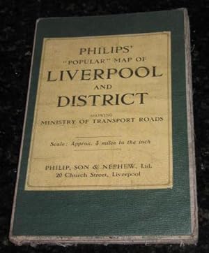 Philips' "Popular" Map of Liverpool and District showing Ministry of Transport Roads - Scale Appr...