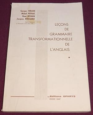 Image du vendeur pour LECONS DE GRAMMAIRE TRANSFORMATIONNELLE DE L'ANGLAIS mis en vente par LE BOUQUINISTE