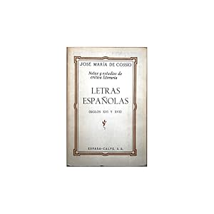 Seller image for Notas y estudios de crtica literaria. Letras espaolas. Siglos XVI y XVIII for sale by Librera Salamb