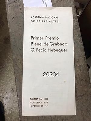 Imagen del vendedor de PRIMER PREMIO BIENAL DE GRABADO G. FACIO HEBEQUER. Noviembre de 1967 a la venta por Buenos Aires Libros