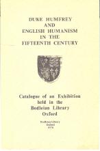 Duke Humfrey and English Humanism in the Fifteenth Century