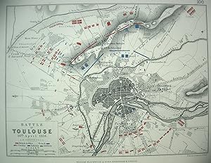 Seller image for The Battle of Toulouse, Antique Battle Map from Alison's History of Europe Atlas 1789 -1815 for sale by Jacques Gander