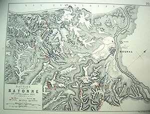 Seller image for The Battle of Bayonne, Antique Battle Map from Alison's History of Europe Atlas 1789 -1815 for sale by Jacques Gander