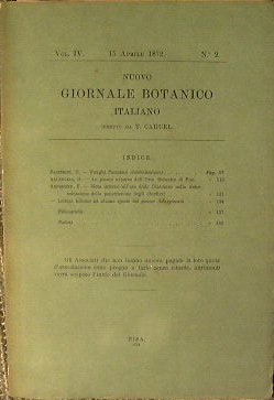 Nuovo Giornale Botanico Italiano diretto da T.Caruel Volume IV numero 2