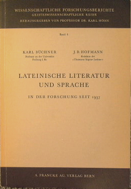Lateinische Literatur und sprache in der forschung seit 1937