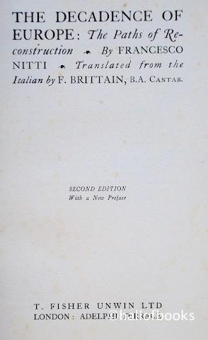 The Decadence of Europe: The Paths of Reconstruction