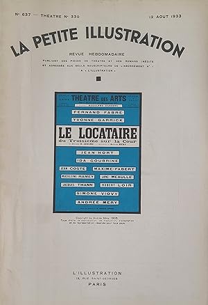 La Petite Illustration -- Le Locataire du Troisieme Sur La Cou -- N° 637, Theatre N° 330 12 Aout ...