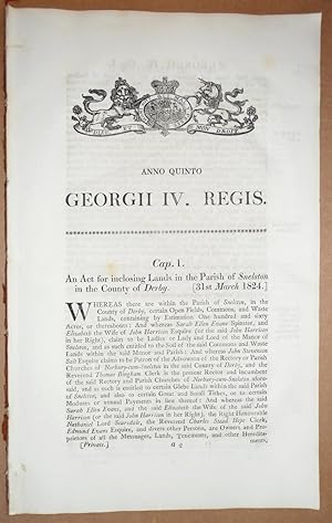 An Act for inclosing Lands in the Parish of Snelston in the County of Derby