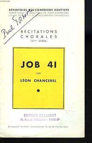 Image du vendeur pour JOB 41 par LEON CHANCEREL mis en vente par Le-Livre