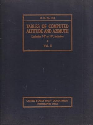 Image du vendeur pour TABLES OF COMPUTED ALTITUDE AND AZIMUTH - Vol. II: Latitudes 10 to 19, inclusive mis en vente par Jean-Louis Boglio Maritime Books