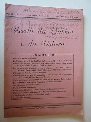 "Anno IV num. 12 San Severo, Dicembre 1946 UCCELLI DA GABBIA E DA VOLIERA"