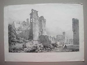 Castle of Ashby De La Zouch Leicestershire 1826 Antique Lithograph