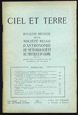 Ciel et Terre . LVIIIe année - N° 9-10 , Septembre - Octobre 1942 . Bulletin mensuel de la Sociét...