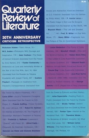 Image du vendeur pour Quarterly Review of Literature 30th Anniversary Criticism Retrospective mis en vente par Frank Hofmann