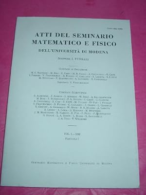 ATTI DEL SEMINARIO MATEMATICO E FISICO DELL' UNIVERSITA DI MODENA Vol. L - 2002