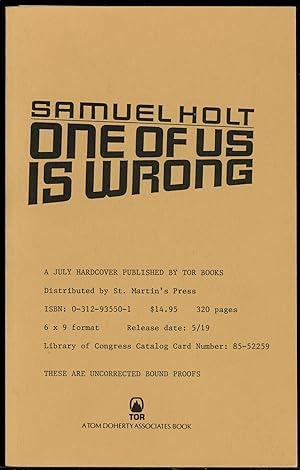 Seller image for ONE OF US IS WRONG for sale by John W. Knott, Jr, Bookseller, ABAA/ILAB