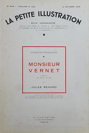 Bild des Verkufers fr La Petite Illustration -- N 645, Theatre N 333 30 Septembre 1933 -- Monsieur Vernet zum Verkauf von Moneyblows Books & Music