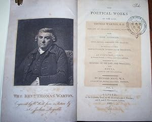 The Poetical Works of the Late Thomas Warton. In Two Volumes. Oxford University Press, 1802.