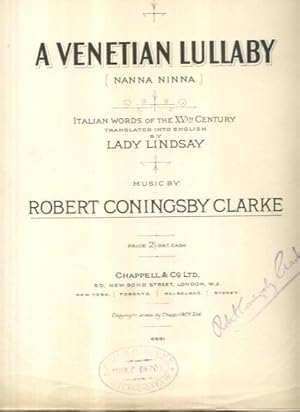 A Venetian Lullaby (Nanna Ninna): Italian Words of the XVth Century Translated Into English