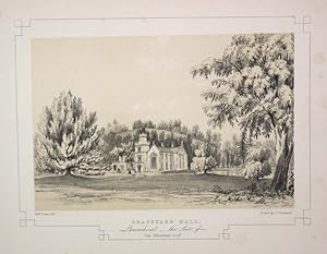 Fine Original Antique Lithograph Illustrating Grassyard Hall in Lancashire (also Known as Gresgar...