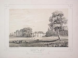 Fine Original Antique Lithograph Illustrating Grimsargh House in Lancashire, The Seat of James Bl...