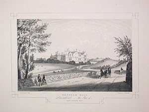 Fine Original Antique Lithograph Illustrating Heysham Hall in Lancashire, The Seat of Thomas Raws...