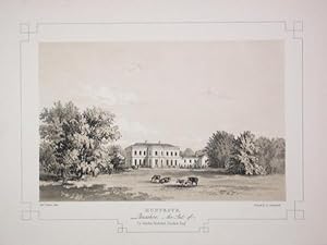 Fine Original Antique Lithograph Illustrating Huntroyd in Lancashire, The Seat of Le Gendre Nicho...