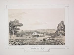 Fine Original Antique Lithograph Illustrating Huntroyd in Lancashire, The Seat of Le Gendre Nicho...