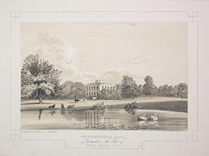 Fine Original Antique Lithograph Illustrating Penwortham Hall in Lancashire, The Seat of William ...