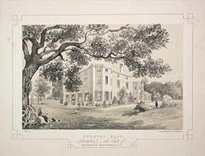 Fine Original Antique Lithograph Illustrating Uplands Hall in Lancashire, The Seat of Major Gener...