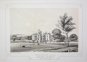 Fine Original Antique Lithograph Illustrating Whittington Hall in Lancashire, The Seat of Thomas ...