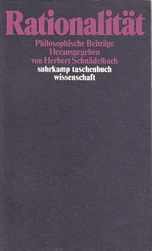 Imagen del vendedor de Rationalitt : philosophische Beitrge / hrsg. von Herbert Schndelbach; Suhrkamp-Taschenbuch Wissenschaft ; 449 a la venta por Licus Media