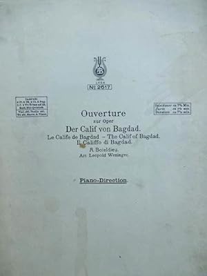 Bild des Verkufers fr Ouverture zur Oper "Der Calif von Bagdad". Neue Ausgabe fr Salonorchester. Arrangement: Leopold Weninger. zum Verkauf von Antiquariat Tarter, Einzelunternehmen,