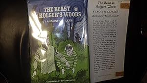 Immagine del venditore per The Beast in Holger's Woods in B/W & Blue & Green Dustjacket of 2 Boys being followed by Beast with Jagged Tail in Woods, Vintage children's fiction ,A midnight encounter with the monster, a sleepless night on a cabin floor, some unwanted assistance Fro venduto da Bluff Park Rare Books