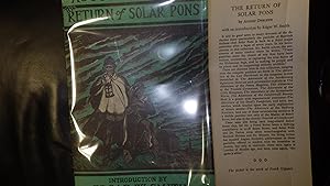 Seller image for The Return of Solar Pons, SIGNED by Author, August Derleth, in Spooky B/W & Green of Sherlock Holmes & Dr. Watson Carrying Lantern at Night Outside Near Old House Under Crescent Moon, DJ art by Frank Utpatel for sale by Bluff Park Rare Books