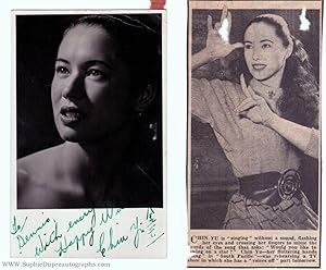 Postcard photo, signed in both English & Chinese, and inscribed, (Chin, Chinese Actress)