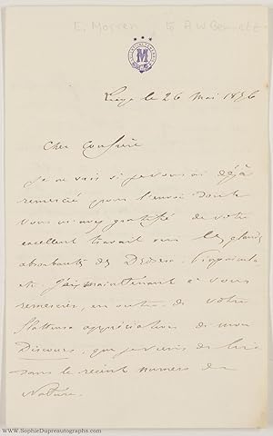 Bild des Verkufers fr Autograph Letter Signed in French with translation, to Alfred William BENNETT, (Edouard, 1833-1886, Professor of Botany at the University of Lige, Belgium) zum Verkauf von Sophie Dupre  ABA ILAB PADA