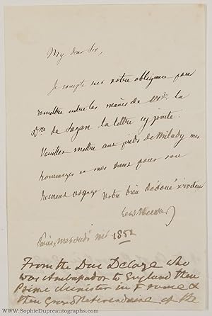 Autograph letter signed to 'My dear Sir' (this in English), (Élie, 1780-1860, French Statesman, Duc)