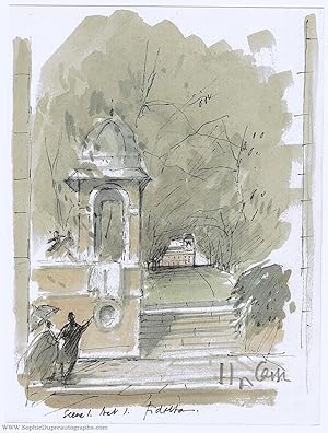 Reproduction of a watercolour drawing signed, (Sir Hugh, 1910-1999, Architect and Artist, Preside...