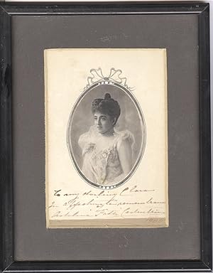 Charming oval picture signed in her married name 'Adelina Patti Cederström', (Adelina, 1843-1919,...