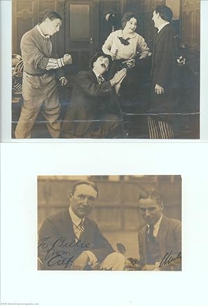 Collection of photos including one signed "Charlie" (Charles, 1889-1977, Comedian)