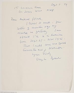 Autograph Letter Signed to Michael Ffinch (Cumbrian poet and author), (Sir Stephen, 1909-1995, Po...