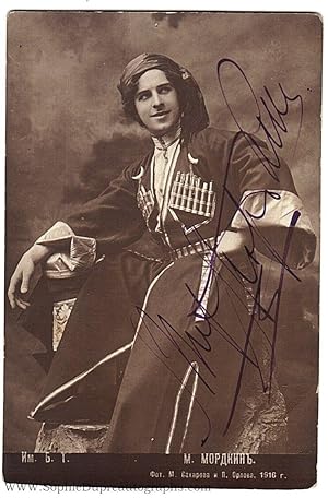 Superb Russian postcard photo signed (Mikhail, 18801944, Russian Ballet Dancer and Choreographer)