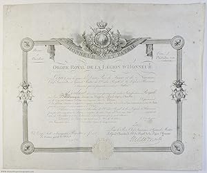 Certificate of appointment as Chevalier in the Legion of Honour, (1755-1824, King of France)