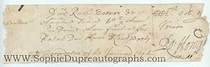 Signature on portion of an Order of the Exchequer, in Latin with transcription, (Sir Robert, 1626...